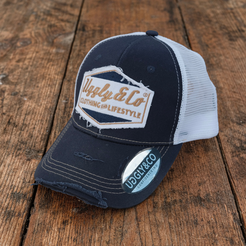Night Blue & Gold Diamond Trucker Hat