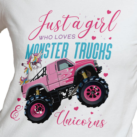 Just a Girl Who Loves Monster Trucks T-Shirt