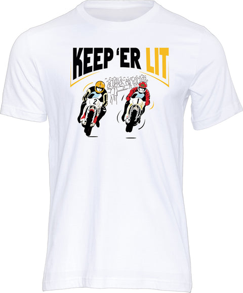 KEEP 'ER LIT T-SHIRT, WHITE