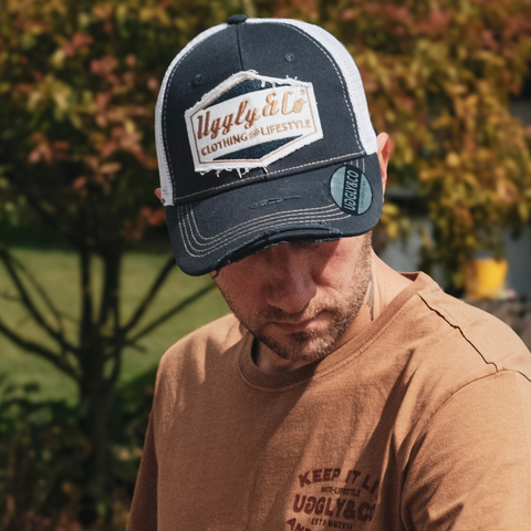 Night Blue & Gold Diamond Trucker Hat