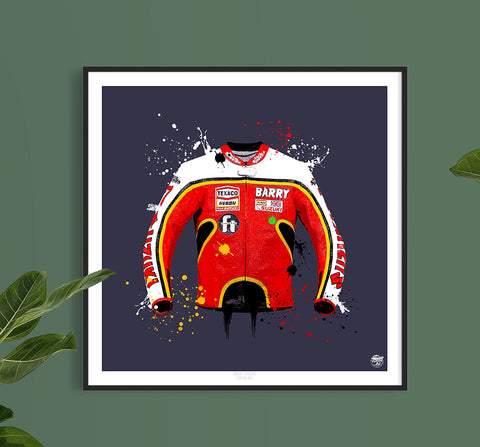 Barry Sheene Motorcycle Race Suit Jacket print