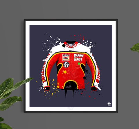 Barry Sheene Motorcycle Race Suit Jacket print