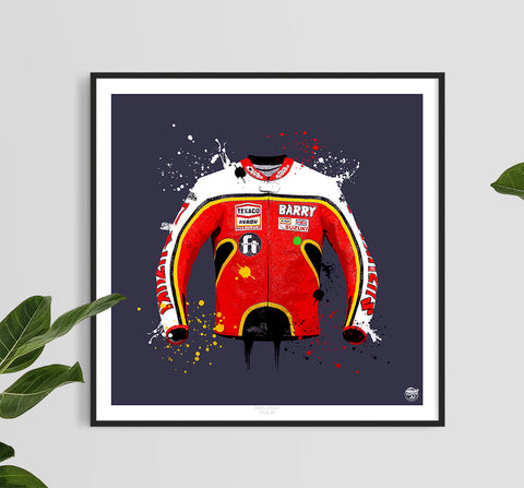 Barry Sheene Motorcycle Race Suit Jacket print