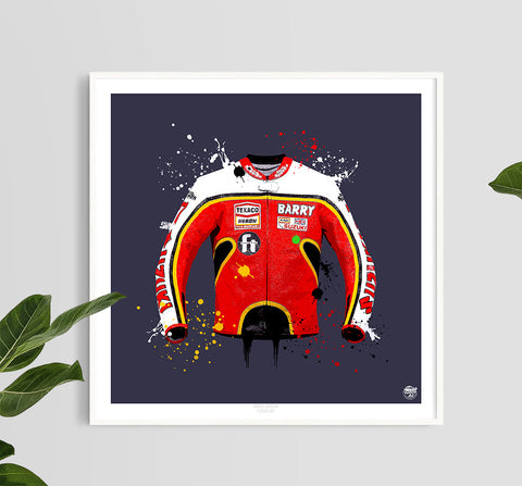 Barry Sheene Motorcycle Race Suit Jacket print