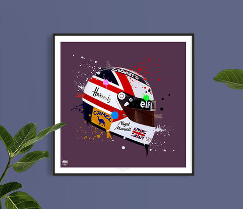 Nigel Mansell F1 Helmet print