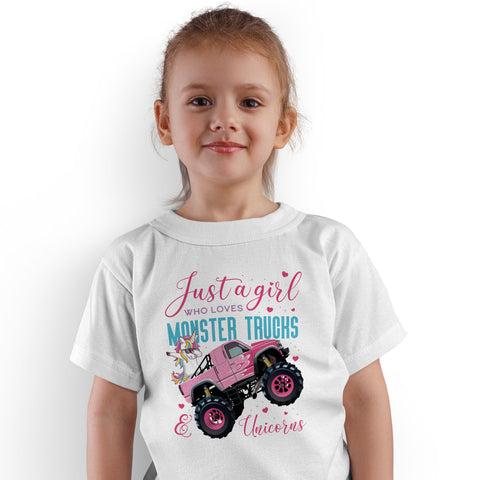 Just a Girl Who loves Monster Trucks - Kids T-Shirt