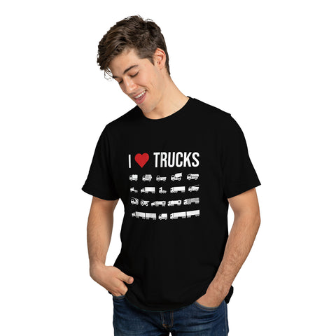 I Love Trucks T-Shirt (Truck Variety Design)