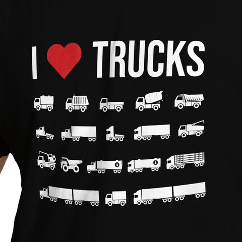 I Love Trucks T-Shirt (Truck Variety Design)