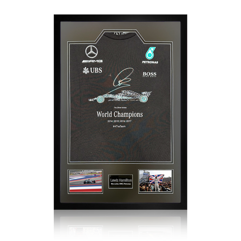 Lewis Hamilton Signed Mercedes AMG Petronas Shirt Premium Frame
