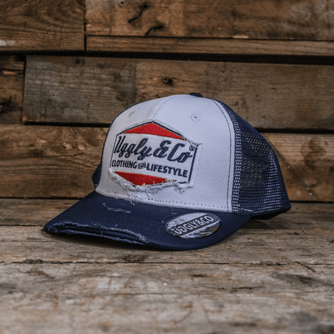 Navy Blue & White Diamond Cap