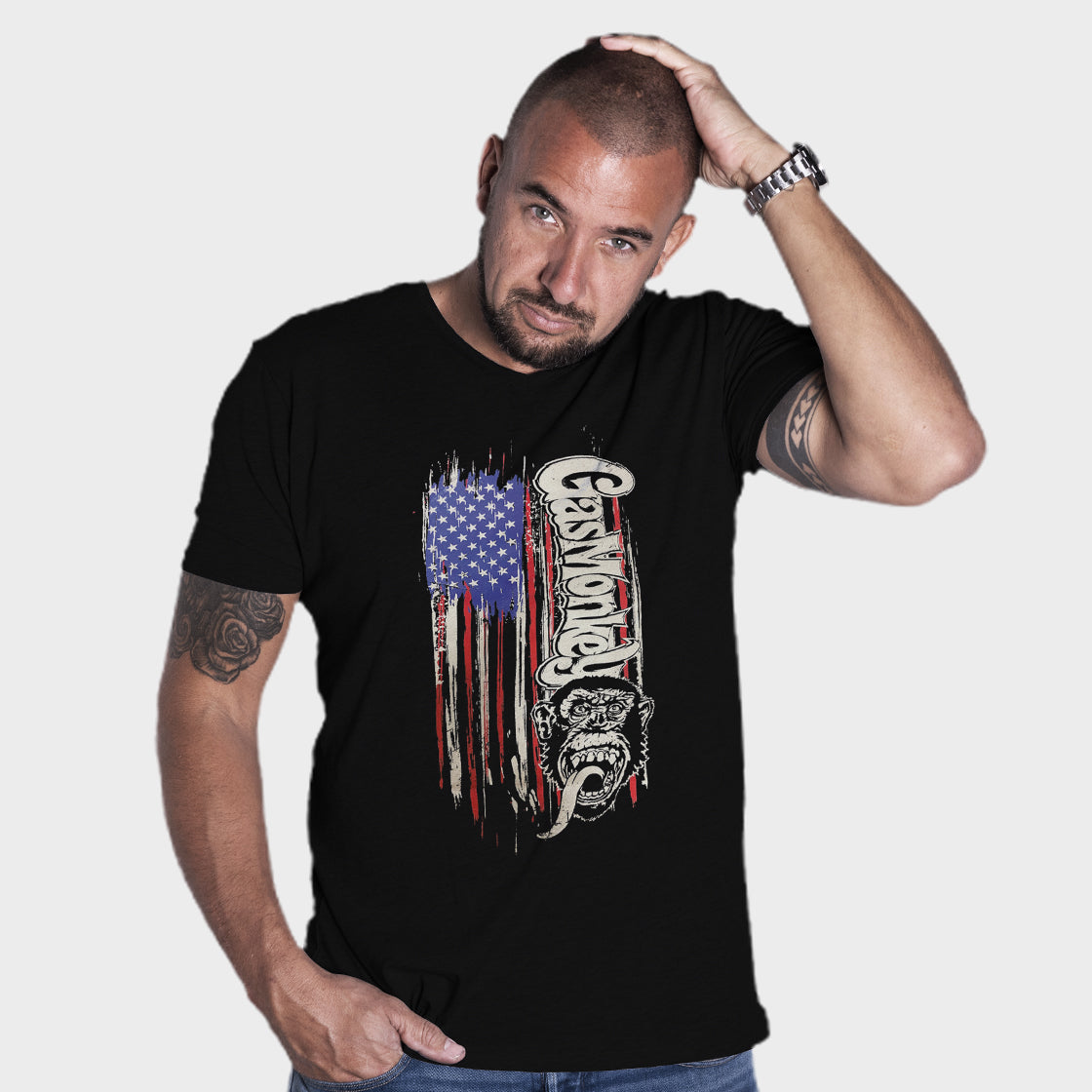 Gas Monkey Patriot T Shirt Black Fan Merch