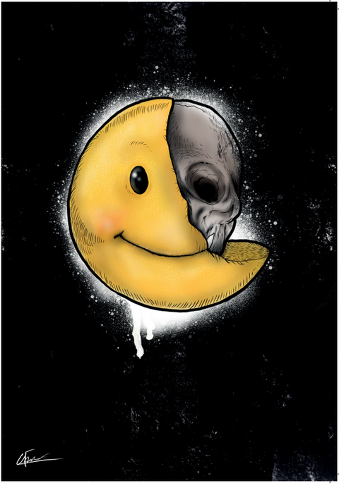 A3 Art Print - Smiling on the outside.