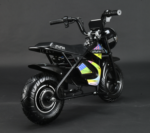 Littletrax 350W Kids Electric Bike – Ages 3 to 12+ ride on mini monkey bike - 3 speed, Bluetooth music, horn, lights, 36v