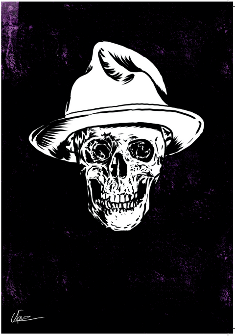 A3 Art Print - Skull twat in a hat