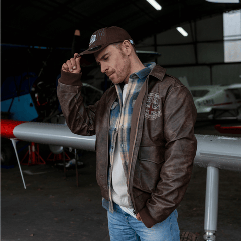 Brown 'Aviation' Diamond Trucker Hat