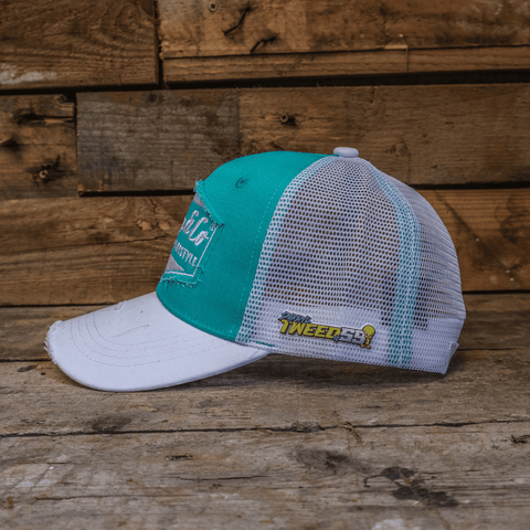 Turquoise & White Diamond Trucker Hat