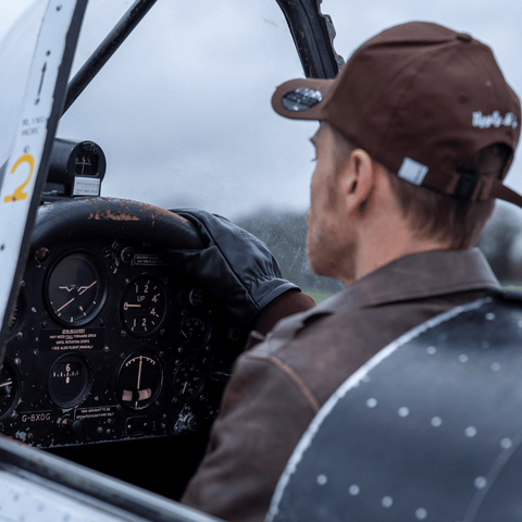 Brown 'Aviation' Diamond Trucker Hat
