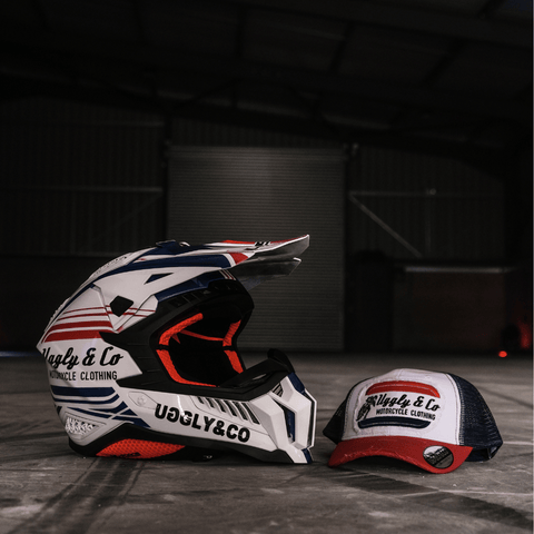 White & Red Flattrack Cap