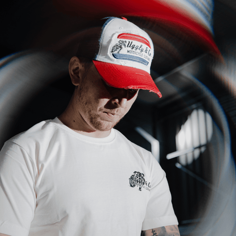 White & Red Flattrack Cap