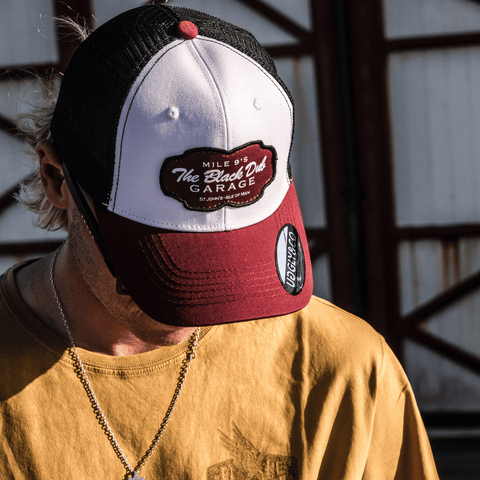 Burgundy Black Dub Garage Trucker Hat