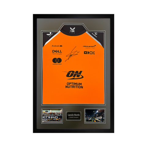 Lando Norris Signed McLaren F1 Shirt Premium Frame (ACG Cert)