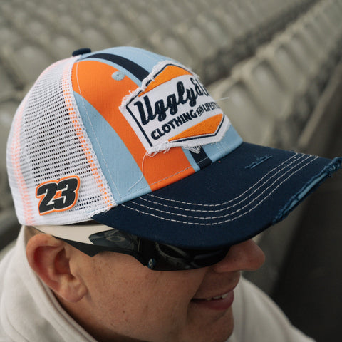 Retro Blue & Orange Diamond Trucker Hat