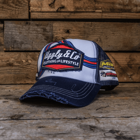 Retro Blue & Red Diamond Cap