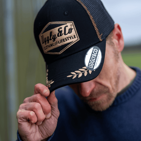 Black & Gold 'Podium' Diamond Trucker Hat