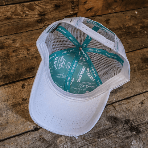 Turquoise & White Diamond Trucker Hat