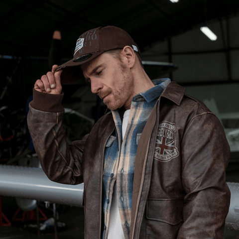 Brown 'Aviation' Diamond Trucker Hat