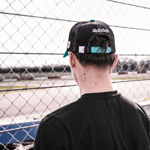 Blue & Pastel Pink Diamond Trucker Hat