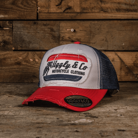 White & Red Flattrack Cap