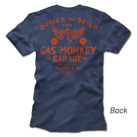 Gas Monkey Flying Monkey Tire T-Shirt - Navy T-Shirt