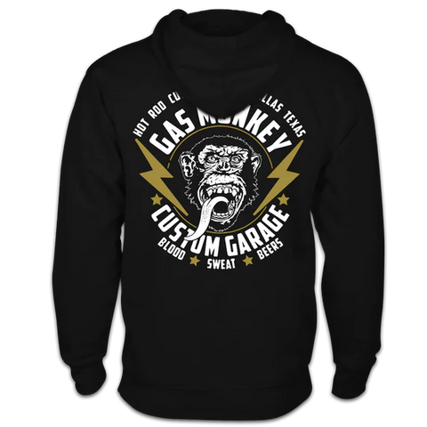 Gas Monkey Gold Monkey Zip Hoodie - Black Hoodie